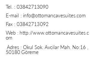 Ottoman Cave Suites iletiim bilgileri